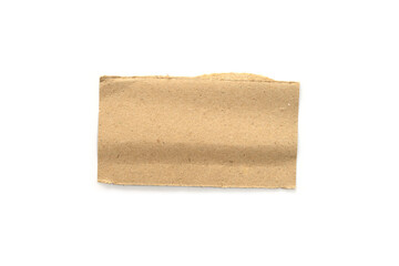 Recycled paper craft stick on a white background. Brown paper torn or ripped pieces of paper isolated on white background.