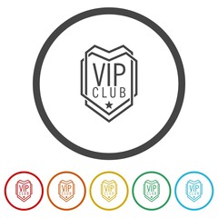  VIP club shield. Set icons in color circle buttons