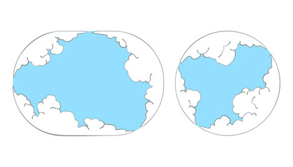 円と楕円の雲形フレーム（手書き風線画・ナチュラル）