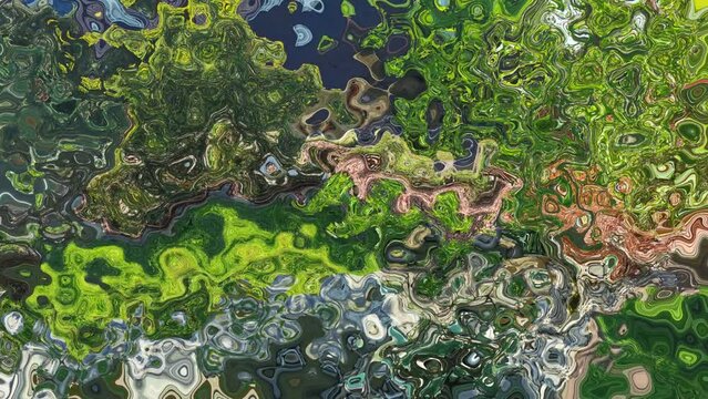 abstract animated twinkling stained background full HD seamless loop video - watercolor splotch liquid effect - color green blue