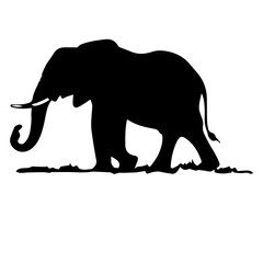 elephant black and white vector illustration