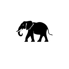 elephant black and white vector illustration