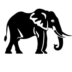 elephant black and white vector illustration