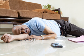 Senior man fainted at due to cardiac attack ,Medical emergency Heart problem