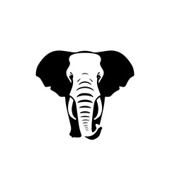 elephant black and white vector illustration