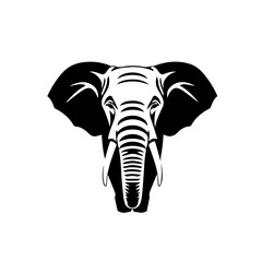 elephant black and white vector illustration