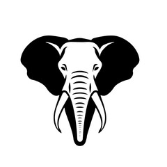 elephant black and white vector illustration