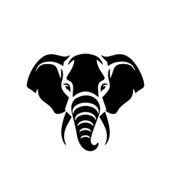 elephant black and white vector illustration