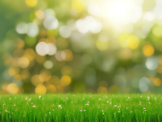 Green grass against spring blurred background generated by ai