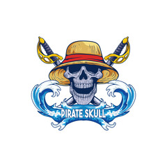 pirate skull in hat vector illustration