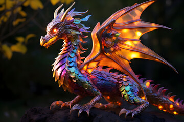 Glimmering Spectacle: Witness the captivating allure of an AI-generated dragon, adorned with iridescent scales that radiate an ever-changing palette of colors. A visual marvel that sparks the imaginat