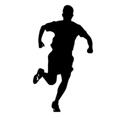 Silhouette of a running man or jogger or sprinter