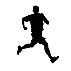 Fototapeta na wymiar Silhouette of a running man or jogger or sprinter