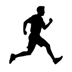 Fototapeta na wymiar Silhouette of a running man or jogger or sprinter