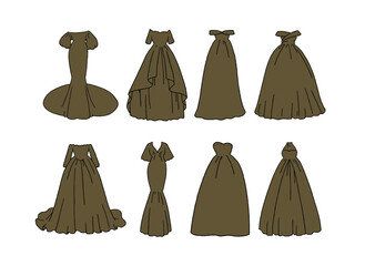 茶色のドレスのイラストセット