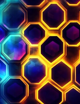 Abstract background hexagon pattern with glowing lights