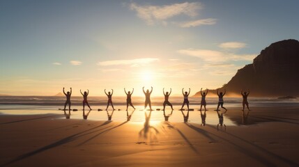 Obraz premium sunset and yoga on the beach