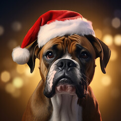 Weihnachtshund, Boxer mit Weihnachtsmütze, santa's hat, Christmas dog