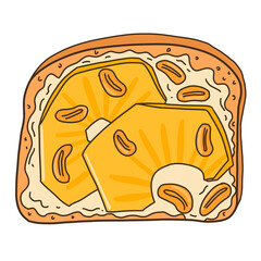 slice of a toast with pineapple toppings