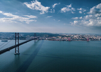 bridge over the river in the city Lisbon