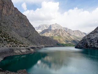 Bright blue lake in the Pamir mountains