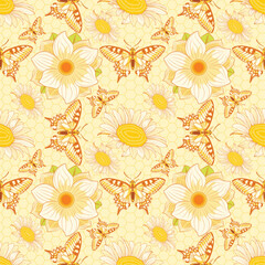 Vector Flower Pattern Wallpaper isolated illustration