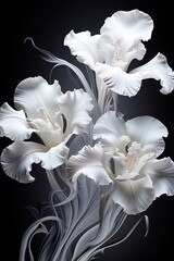 Fototapeta na wymiar abstract iris petals, black and white illustration. Generative AI
