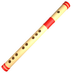 wooden flute isolated on white background