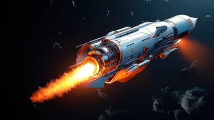 Obraz premium Flying rocket traversing through space, generated by AI