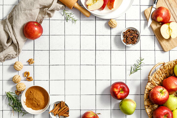 Culinary background, thanksgiving or Christmas cooking, top view