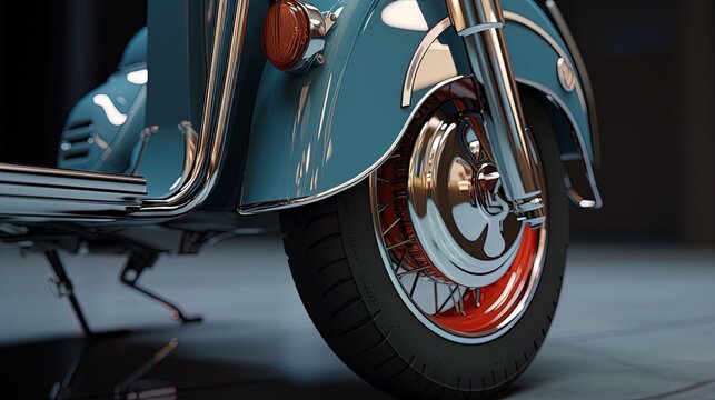 Background of Vespa scooter wheels and rims, generated by AI