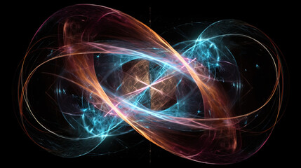 Quantum entanglement, scientific technology abstract concept. AI generated. - obrazy, fototapety, plakaty