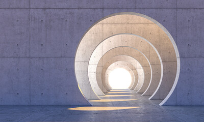 structure with concrete walls and circular openings. - obrazy, fototapety, plakaty