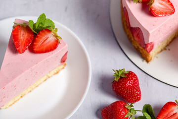 Strawberry cake. Menu concept