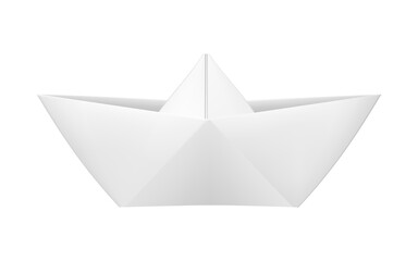 Boat made of folded paper, origami look. Realistic illustration. Png clipart isolated on transparent background