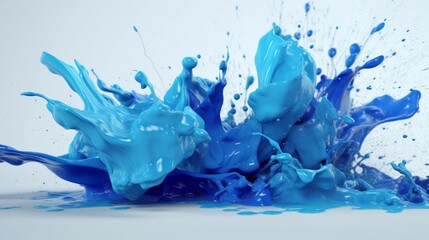 Fototapeta premium Blue paint splash 3d render.Generative AI