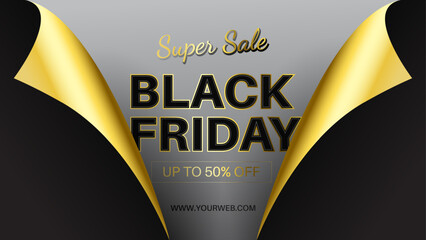 Black friday sale background with golden background