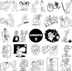 Obraz premium cartoon concepts or metaphors with comic characters set