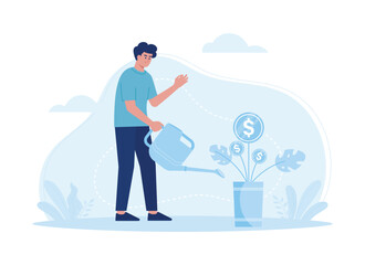 Investing and getting profit concept trending flat illustration