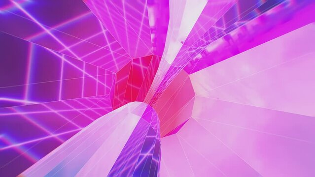 Abstract psychedelic metal background. Seamless animation of a futuristic tunnel.