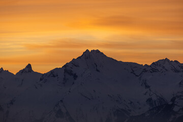 sunset in the mountains orange