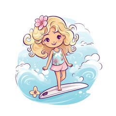 Obraz na płótnie Canvas Cute Surfing Clip Art, Surfer Clipart, Childs Room, Birthday Party, Stickers, Baby Shower, Beach Life, Active
