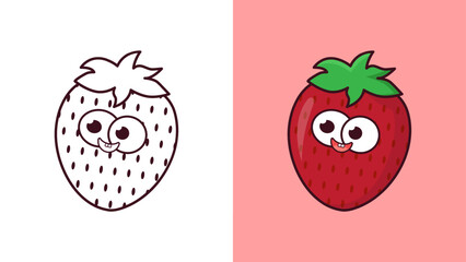 Vector Happy Strawberry Cartoon Premium