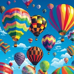 Obraz premium Many Hot Air Balloons, Rainbow, Bright Colours, Hot Air Balloon, AI generated image, AI Art, AI