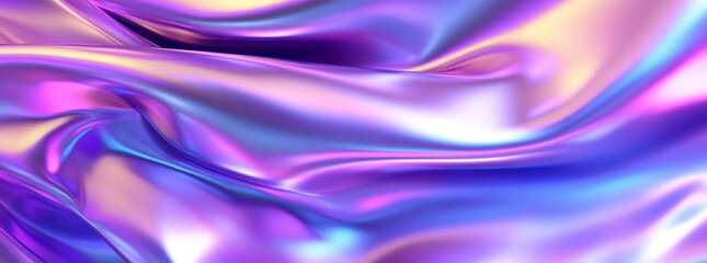 Obraz premium Holographic iridescent satin foil background. AI.