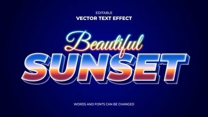 Naklejka na ściany i meble beautiful sunset editable text effect