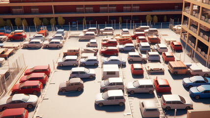 top view of car parking lot created. Generative AI