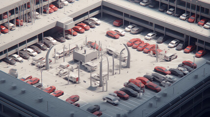 top view of car parking lot created. Generative AI