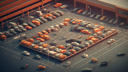 top view of car parking lot created. Generative AI