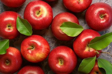 red apples on a green background